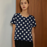 Reversible Basic Blouse II with navy polka dots and black