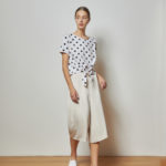 Reversible Cropped Wide Leg Pants with light grey and solid beige
