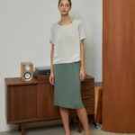 Reversible Midi Pencil Skirt with light green and black