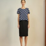 Reversible Midi Pencil Skirt with pink nude and black (reverse side)