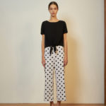 Reversible Signature Pants with bw polka dots and solid beige