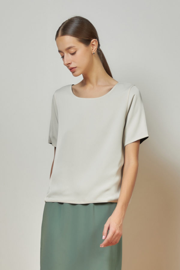 Reversible Basic Blouse I with light grey and black