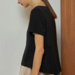 Reversible Basic Blouse II with navy polka dots and black (reverse side)