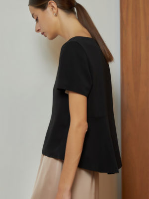 Reversible Basic Blouse II with navy polka dots and black (reverse side)