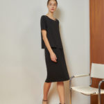 Reversible Midi Pencil Skirt with light green and black (reverse side)