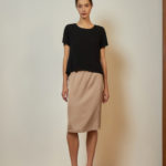 Reversible Midi Pencil Skirt with pink nude and black