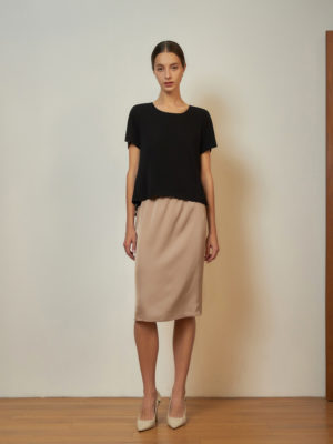 Reversible Midi Pencil Skirt with pink nude and black
