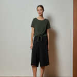 Reversible Cropped Wide Leg Pants with black floral prints and black (reverse side)