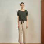 Reversible Signature Pants with bw polka dots and solid beige (reverse side)