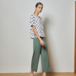 Reversible Signature Pants with green floral prints and light green (reverse side)