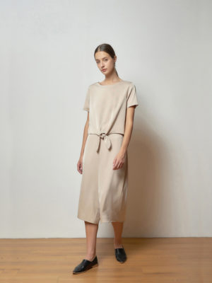 Reversible Cropped Wide Leg Pants with light grey and solid beige (reverse side)