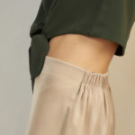 Reversible Signature Pants with bw polka dots and solid beige