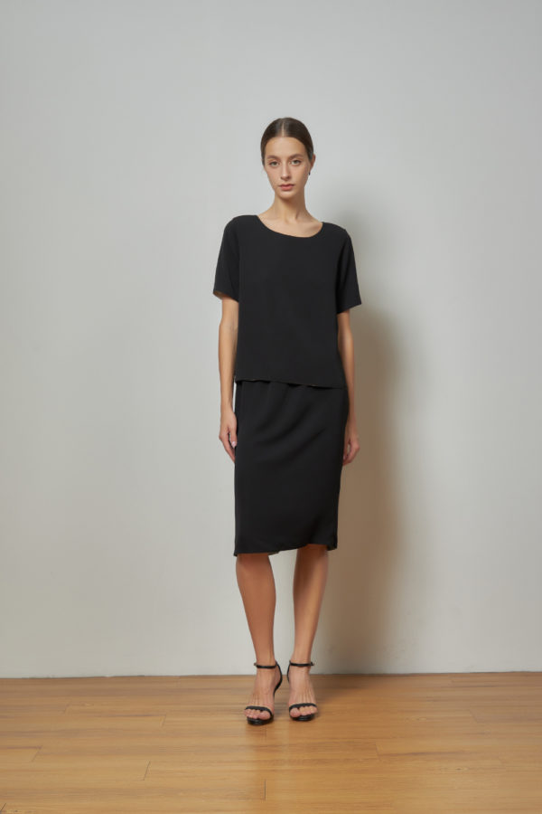 Reversible Midi Pencil Skirt with light green and black