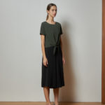 Reversible Cropped Wide Leg Pants with black floral prints and black