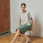 Reversible Midi Pencil Skirt with light green and black