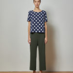 Reversible Basic Blouse I with navy polka dots and solid beige