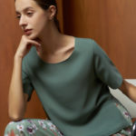 Reversible Basic Blouse I with bw polka dots and light green