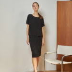 Reversible Midi Pencil Skirt with light green and black