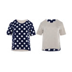 Reversible Basic Blouse I with navy polka dots and solid beige
