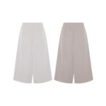 Reversible Cropped Wide Leg Pants with light grey and solid beige