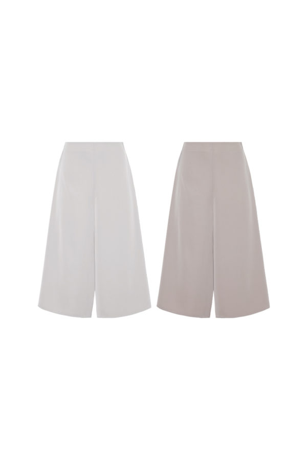 Reversible Cropped Wide Leg Pants with light grey and solid beige