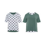 Reversible Basic Blouse I with bw polka dots and light green