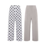 Reversible Signature Pants with bw polka dots and solid beige