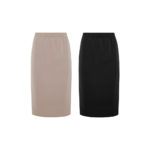 Reversible Midi Pencil Skirt with pink nude and black (reverse side)