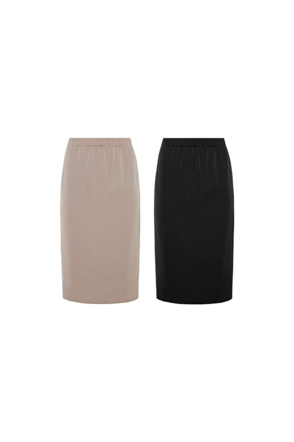 Reversible Midi Pencil Skirt with pink nude and black (reverse side)