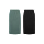 Reversible Midi Pencil Skirt with light green and black