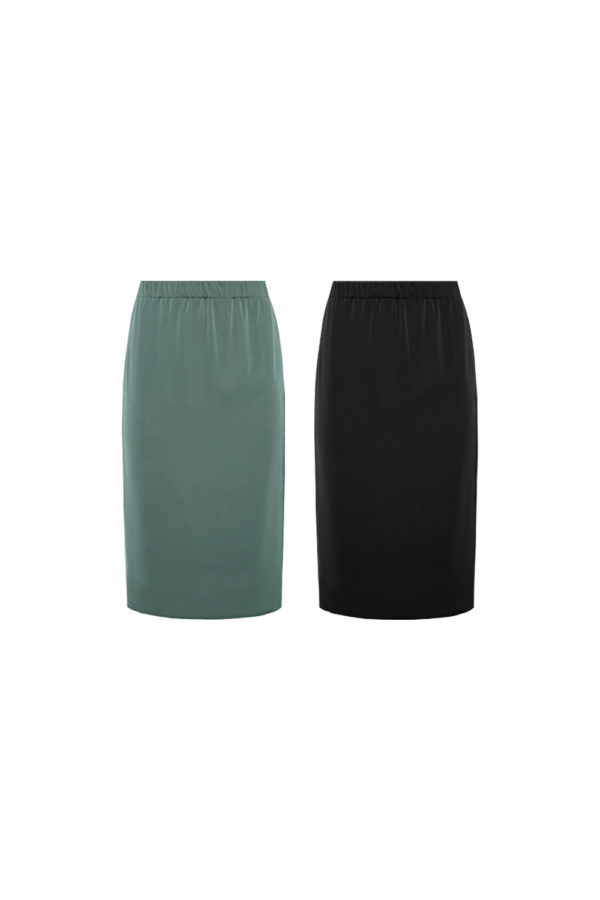 Reversible Midi Pencil Skirt with light green and black