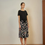 Reversible Cropped Wide Leg Pants with black floral prints and black