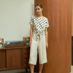 Reversible Cropped Wide Leg Pants with light grey and solid beige