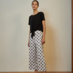 Reversible Signature Pants with bw polka dots and solid beige