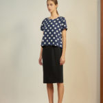 Reversible Midi Pencil Skirt with pink nude and black (reverse side)