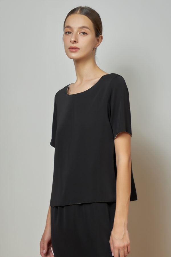 Reversible Basic Blouse I with light grey and black (reverse side)