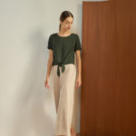 Reversible Signature Pants with bw polka dots and solid beige