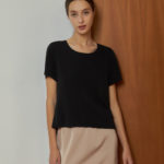 Reversible Basic Blouse II with navy polka dots and black
