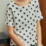 Reversible Basic Blouse I with bw polka dots and light green