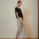 Reversible Signature Pants with bw polka dots and solid beige