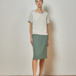 Reversible Midi Pencil Skirt with light green and black