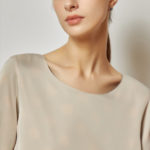 Reversible Basic Blouse I with navy polka dots and solid beige
