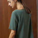 Reversible Basic Blouse I with bw polka dots and light green