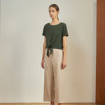 Reversible Signature Pants with bw polka dots and solid beige