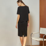 Reversible Midi Pencil Skirt with light green and black