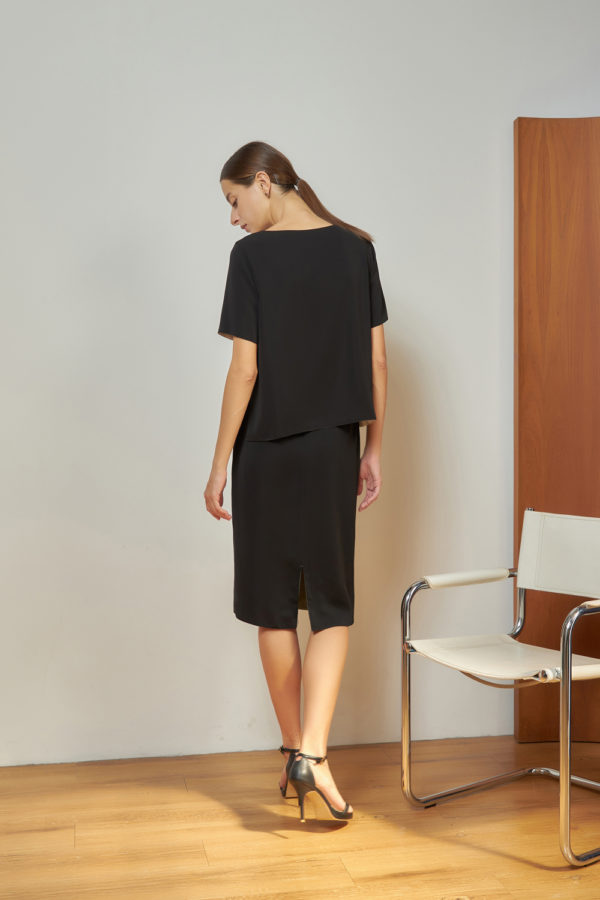 Reversible Midi Pencil Skirt with light green and black