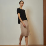Reversible Midi Pencil Skirt with pink nude and black (reverse side)