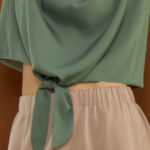 Reversible Midi Pencil Skirt with green floral prints and pink nude