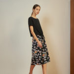 Reversible Cropped Wide Leg Pants with black floral prints and black