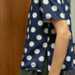 Reversible Basic Blouse I with navy polka dots and solid beige